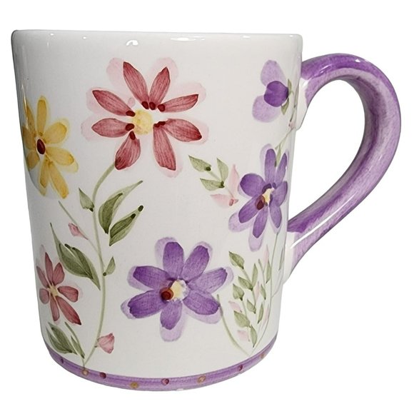 Gibson Set Of Two Shabby Chic Hand Painted Floral Design Ceramic Coffee Mug 14oz - Picture 12 of 16